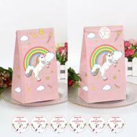 Quality Pink Rainbow Unicorn Food Packaging Paper Bag Kraft Paper Bread Bags 9g for sale