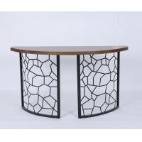 China Custom Curved Front Console Table With Wood Top And Decorative Iron Base factory