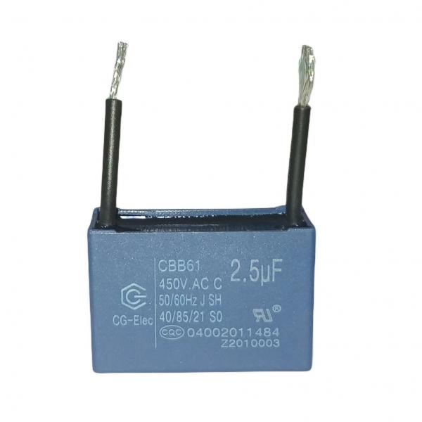 Quality 2.5mfd CBB61 450V Air Conditioner Fan Capacitor ±5% Tolerance With 30mm Line for sale