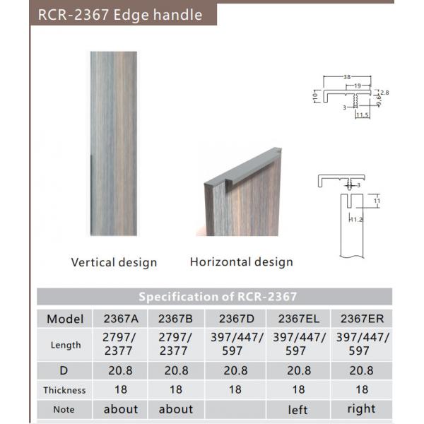 Quality RCR 2367 18mm thickness Simple Design Aluminum Profile Handles for sale