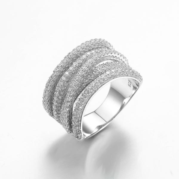 Quality Anniversary Gift 925 Sterling Silver CZ Wraparound Rings Interlocking for sale