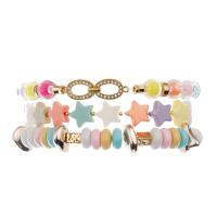 China Teen Girl Plastic Star Beads Bracelet Rainbow Color With Infinite Metal Charm for sale