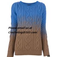 China European Fashion Super Beautiful Mixed Colors Ribbed Knit Openwork Crochet Sweater Pullover for sale