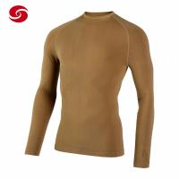 Quality Long Sleeve Brown Military Tactical Shirt Breathable Round Neck Shirt For Man for sale