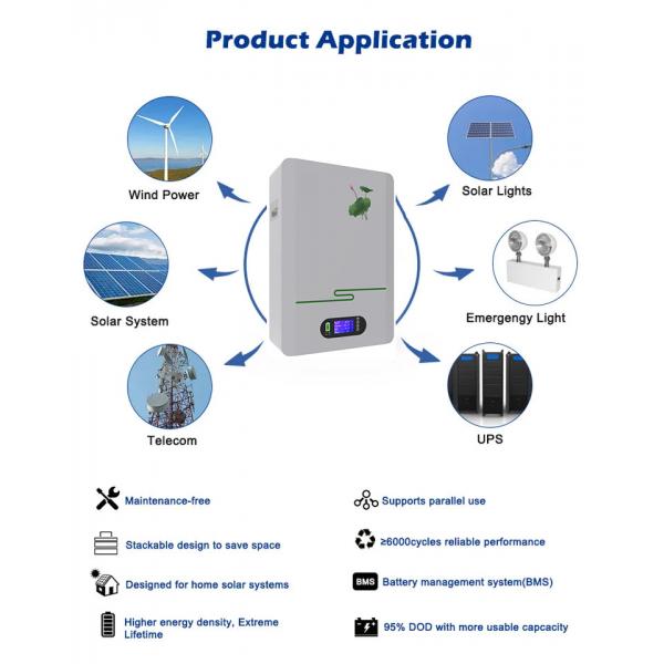 Quality 10KWH Wall Mounted Solar Battery Rechargeable Solar Lithium Lifepo4 Battery for sale