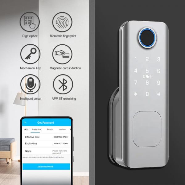 Quality Office Silver Deadbolt Smart Code Door Lock TTLock App Card Fingerprint NFC Access for sale