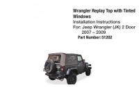 China 51202 Jeep Wrangler Jk 2 Door 2007-2009 Fabric Replay Soft Top with Tinted Windows factory