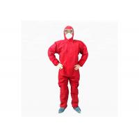 china Red Disposable Chemical Coveralls Tear Resistant PP SMS Microporous Material