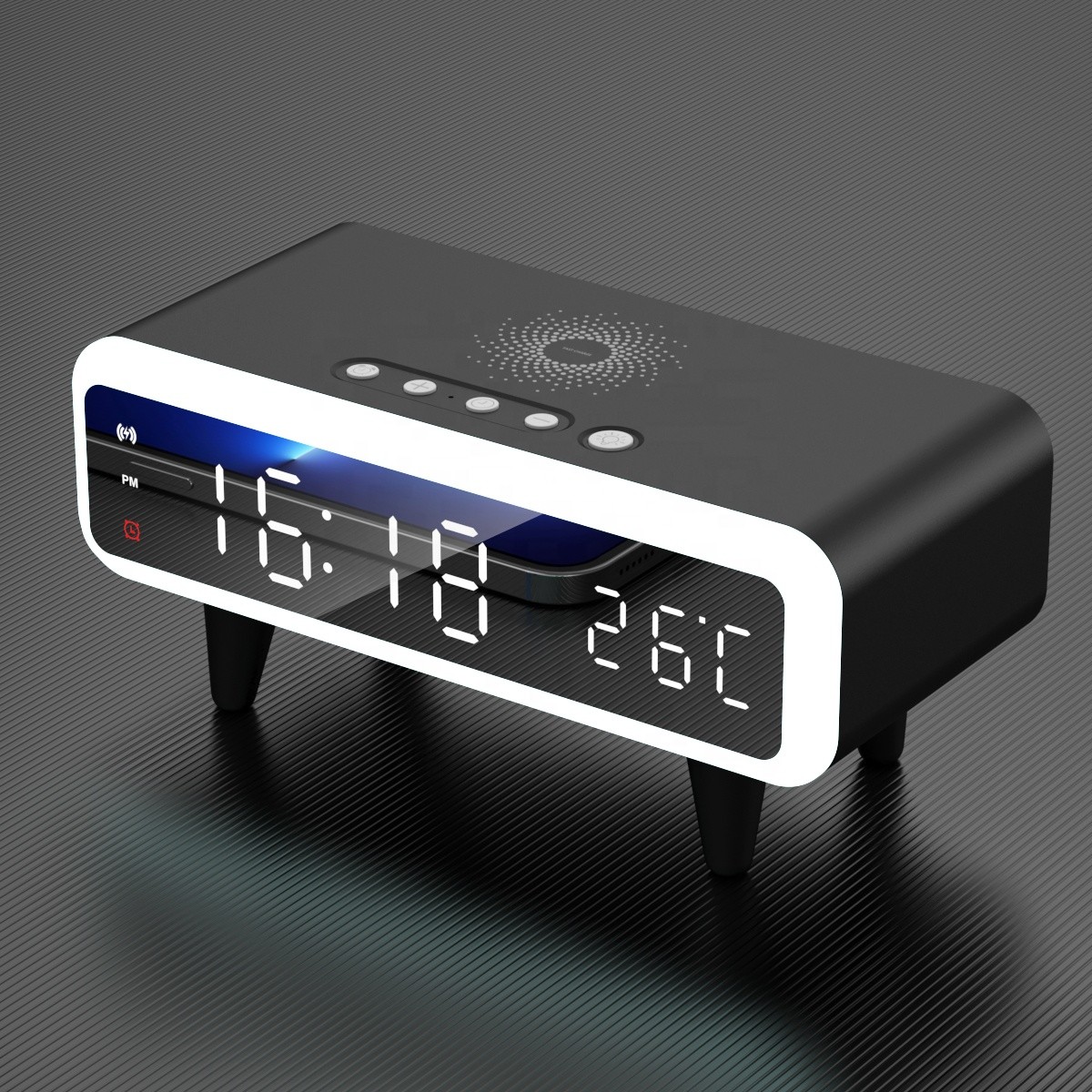 China Compatible Alarm Clock With Qi Wireless Charging factory