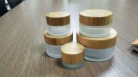 China 15g 30g 50g 100g cosmetic frosted glass jar bamboo lid factory