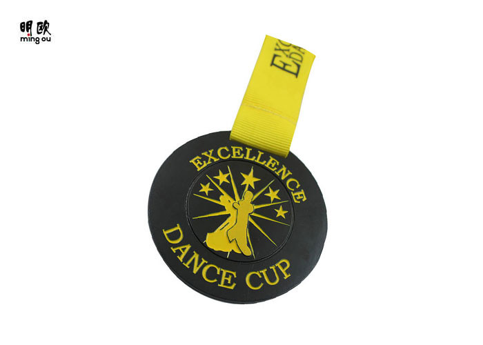 China Dance Cup Personalized Custom Award Medals Black Finishing Yellow Ribbon factory
