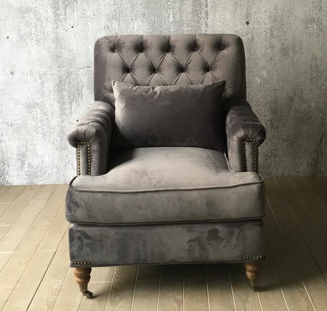 China Fabric upholstery oak wood hotel lounge chair/single sofa/living room single sofa factory