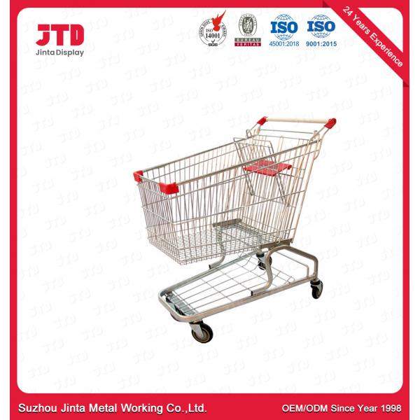 Quality 120L Metal Shopping Cart With Wheels 900mm Stainless Steel Shopping Trolley for sale