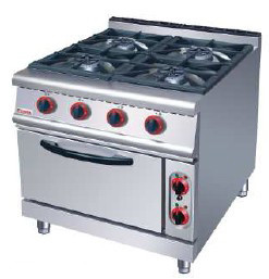 Quality Silver Electric Oven Commercial Cooking Equipment Gas Range With 4 Burner 7 for sale