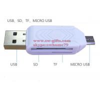 China 2 in 1 USB OTG Card Reader Universal Micro USB OTG TF/SD Card Reader Phone Extension Headers Micro USB OTG Adapter for sale