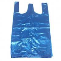China OEM Blue Vest Style Plastic Carrier Bags 0.03mm Thickness Large Plastic Grocery Bags factory