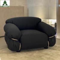Quality OEM Hotel Bedroom Furniture Fabric Single Black Sofa Chair Puffy Exterior Villa for sale
