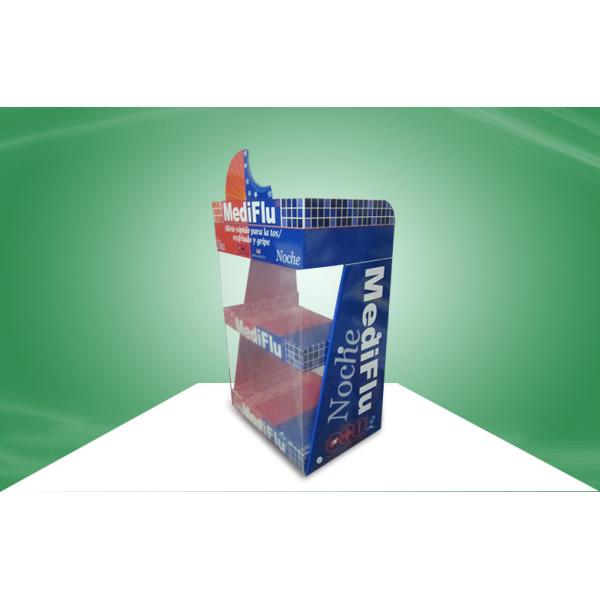 Quality Healthcare Vitamin Cardboard Counter Display With PET Cover To Avoid Thieves for sale