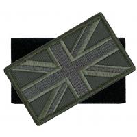 China Green UK Flag Patch hook&loop Sew On Union Jack Army Embroidered Patch factory