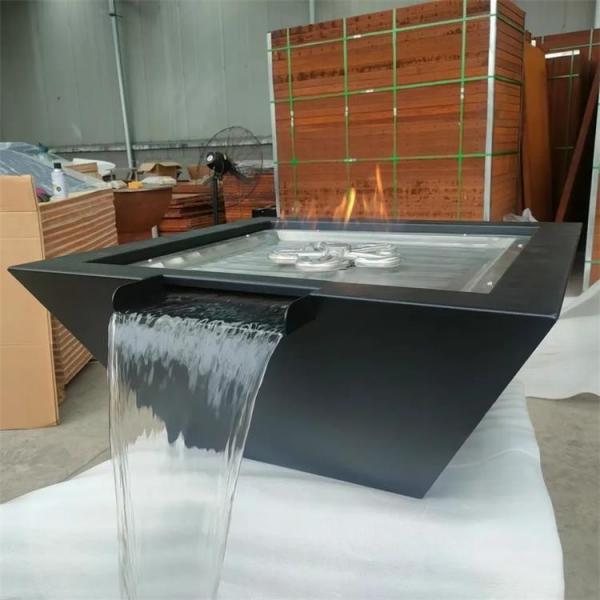 Quality 600mm Decorative Square Pool Gas Fire Water Fountain For Swimming Pool for sale