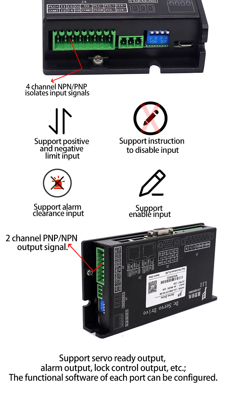 24V 12A Low Voltage DC Servo Drive Incremental Encoder For Industrial Robot