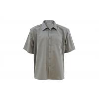 China Grey Color Mens Oxford Work Shirts , Short Sleeve Button Up Work Shirts Anti Wrinkle for sale