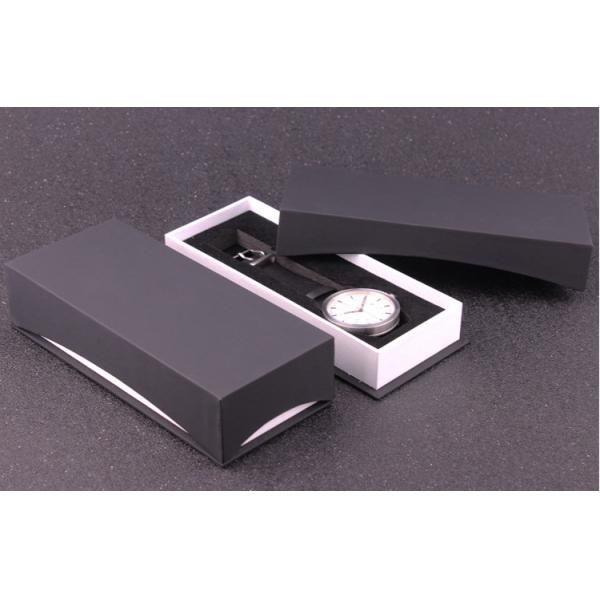 Quality Luxury Paper  Wrist Watch Packaging Box , Black Personalized Mens Watch Box for sale
