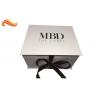China Simple White And Black Apparel Gift Boxes With Ribbon / Duplex Board Gift Box factory