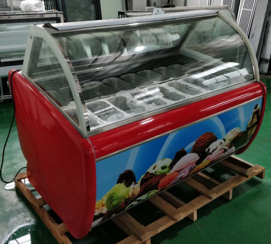 Quality Commercial Hard ice cream showcase italian gelato glass display case fruit Ice cream display cabinets for sale