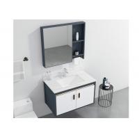 China Bathroom Wall Mounted White High Glossy Painting PVC Ceramic Basin Vanity With Mirror factory