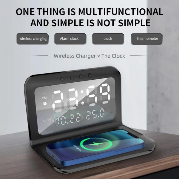 Quality Snooze Mode Qi Wireless Charger Clock for sale