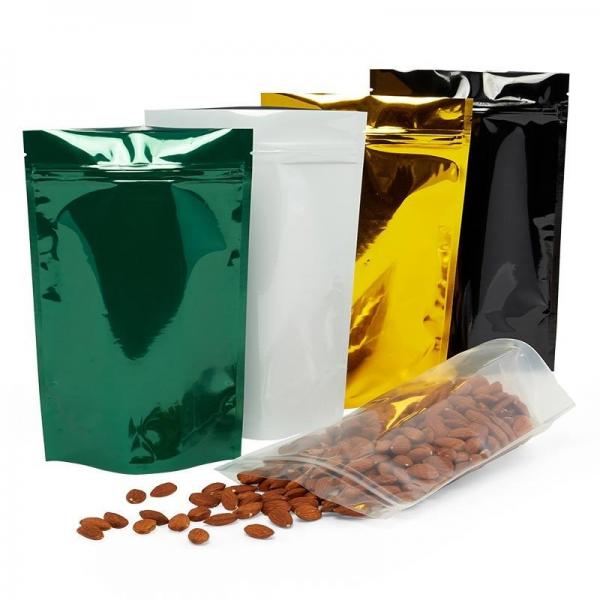 Quality Plastic Reusable Food Bags , Glossy Stand Up Pouches Various Color Available for sale