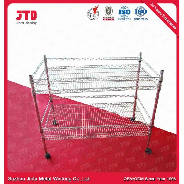 Quality 1000mm Wire Display Shelving 100kgs Two Layer Dish Rack for sale