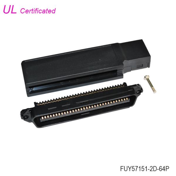 Quality Black 64 Pin Centronics Connector Male IDC Crimping type Connector with Plastic Cover for sale