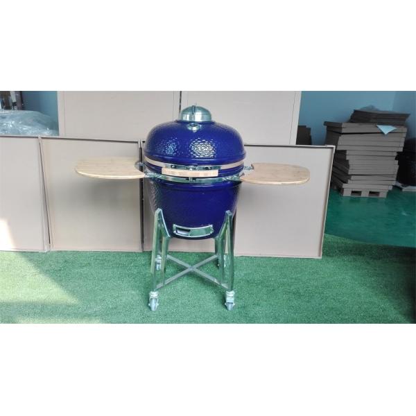 Quality 61cm Blue Charcoal 24 Inch Kamado Grill Bamboo Shelves And Handle for sale