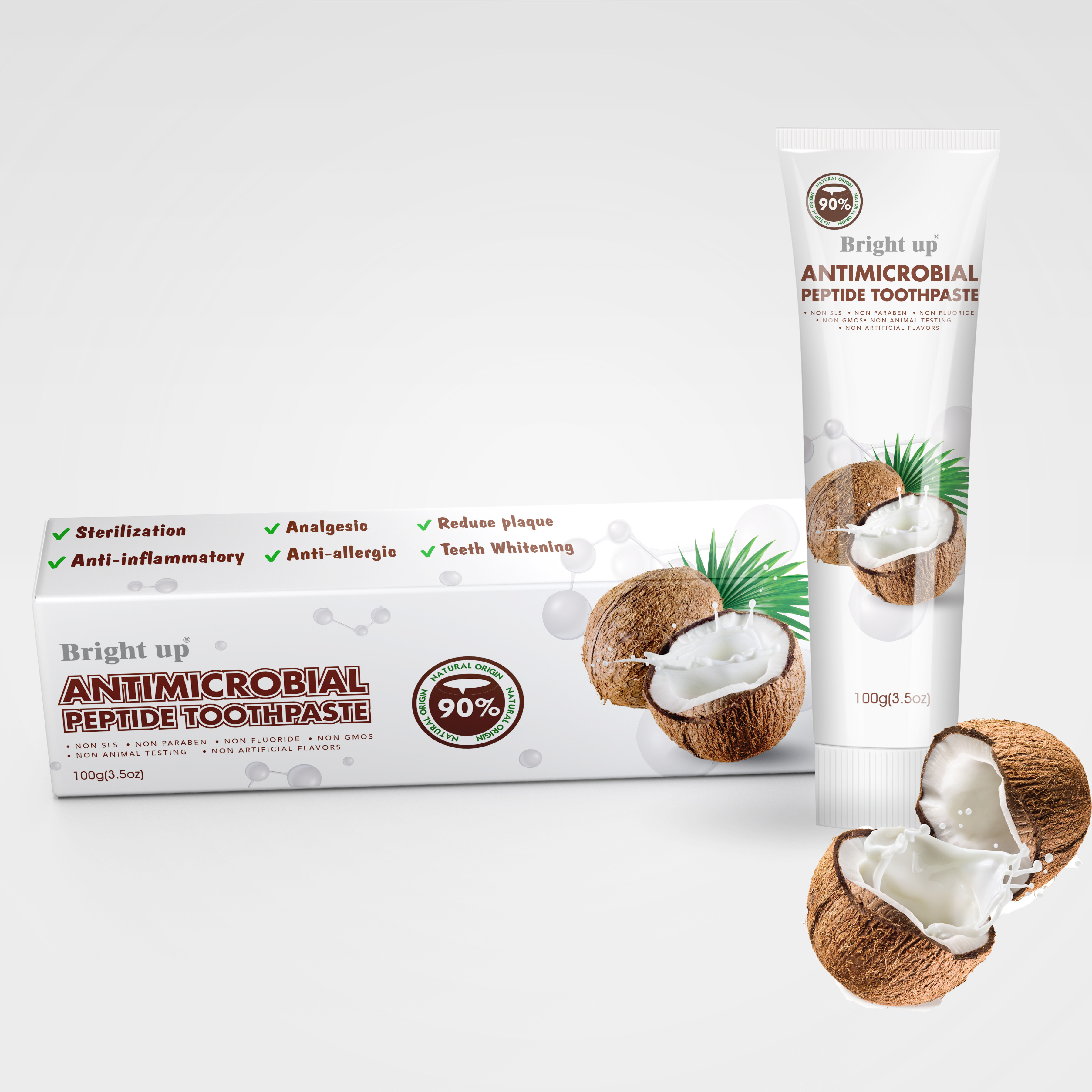 China Customized Herbal Teeth Whitening Toothpastes 90% Natural Organic Coconut Oil factory
