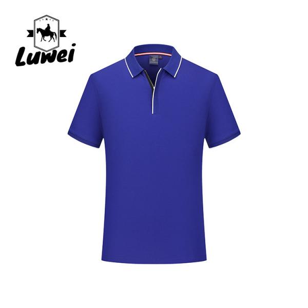 Quality Knitting Embroidery Short Sleeve Polo T Shirts Cotton Button Turn Down Collar for sale
