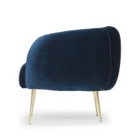 China European furniture classic stainless steel metal leg blue velvet armchair factory