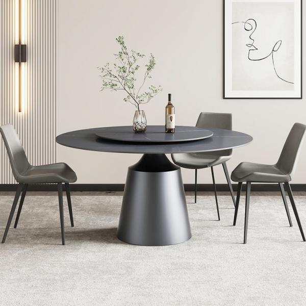 Quality Polished Marble Round Dining Room Tables With Stainless Steel Legs for sale