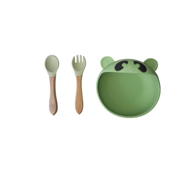 Quality ODM Silicone Baby Tray Bear Shape Feeding Suction Bowl And Spoon Microwave Safe for sale