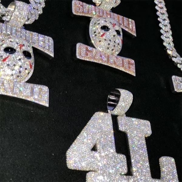 Quality 1 Inch VVS Moissanite Pendant Charm 18k Hip Hop Diamond Necklace Letter Name for sale