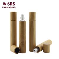 China 15ml real bamboo roller olive oil glass bottle no leakage good massage perfume bottle factory factory