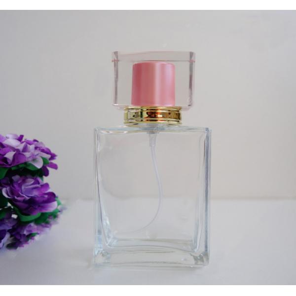 Quality Iso Standard Square Glass Perfume Bottles 50ml With Pump Sprayer for sale