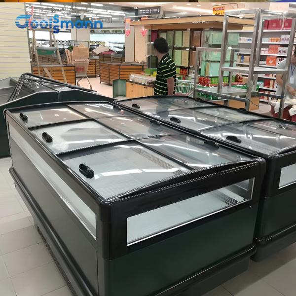 Quality Horizontal Supermarket Island Freezer Refrigerated Display Cabinet Cooler for sale