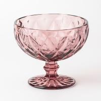 Quality 12 Ounce Colored Glass Dessert Bowls 350ml Embossed Footed Glass Trifle Bowl for sale