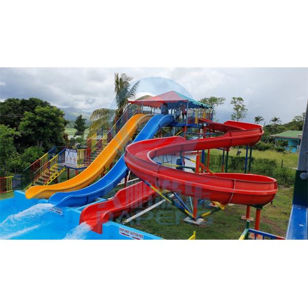 Quality Hotel Playground Water Park Slide Equipment Fiberglass HDG Steel for sale