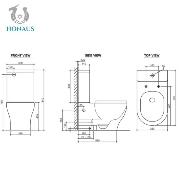 Quality OEM Cyclone Flushing Two Piece Water Closet for sale