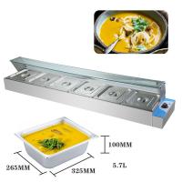 China 2KW Stainless Steel Commercial 6 Pan Bain Marie with Glass Cover factory