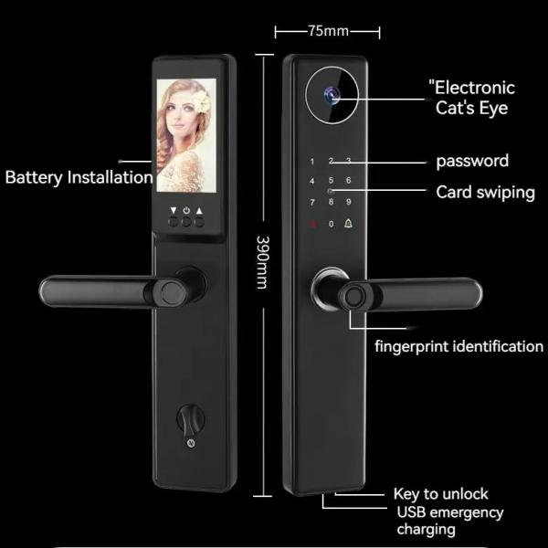 Quality Touchscreen Smart Front Door Locks Fingerprint Anti Peep Tuya App Remote Control for sale