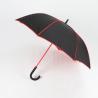China Double Layer Curved Handle Umbrella Red And Black With Red Seam And Pole factory